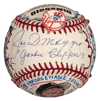 Joe DiMaggio Signed Baseball Turned Into Tribute to 56th Game Hitting Streak By Charles Fazzino